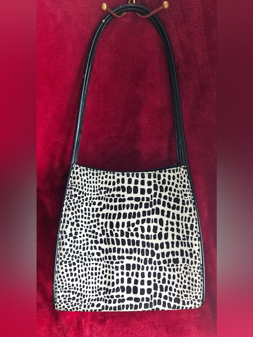 Vintage Black & White Animal Print Shoulder Bag/Tote